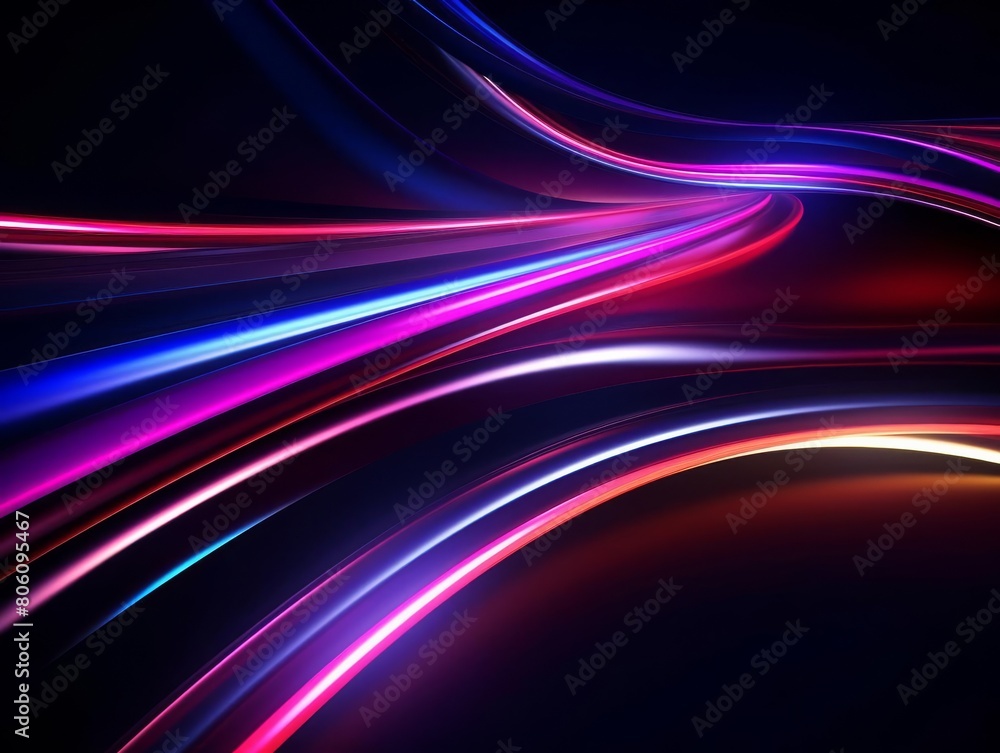 Poster futuristic background of glowing neon lines flowing dynamically