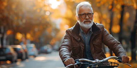 senior man riding a bike