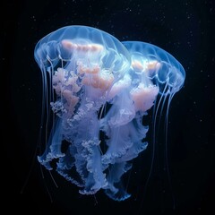 A Pair of Jellyfish with Pink Accents