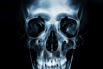 X-ray film human's skull lateral view, close up - obrazy, fototapety, plakaty