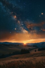 Fototapeta premium Starry Night Over The Tuscan Hills