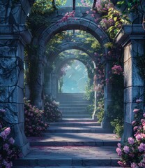 Fototapeta premium Mystical Garden of Blossoms