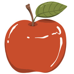 cute element of red apple with green leaf