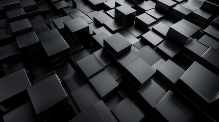 Abstract Dark Cubes Futuristic Design Background, 3d Render Illustration ,Futuristic, High Tech, dark background, with a square block structure., Wall texture with a 3D cube tile pattern, 3D render
