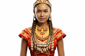 Portrait of a beautiful young woman from the Bunun tribe in traditional clothing