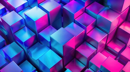 Abstract geometric background with cubes ,High tech rainbow with rectangular sci fi background, Science fiction beautiful geometrically correct futuristic wallpaper,3d cube background 