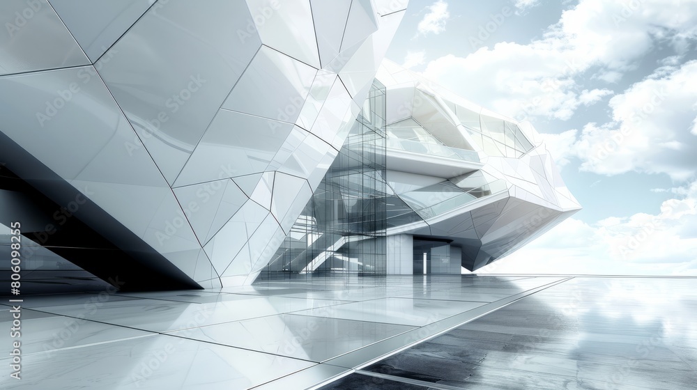 Poster geometry and perspective of modern architecture hyper realistic
