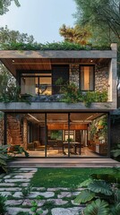 Obraz premium Modern House Exterior Design with Natural Elements