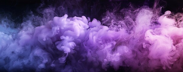 Fototapeta premium abstract purple and violet fluffy pastel ink smoke cloud against black background