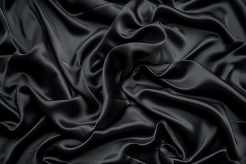 Fototapeta premium Black silk fabric with waves