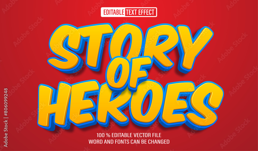 Poster editable 3d text style effect - story of heroes text effect template