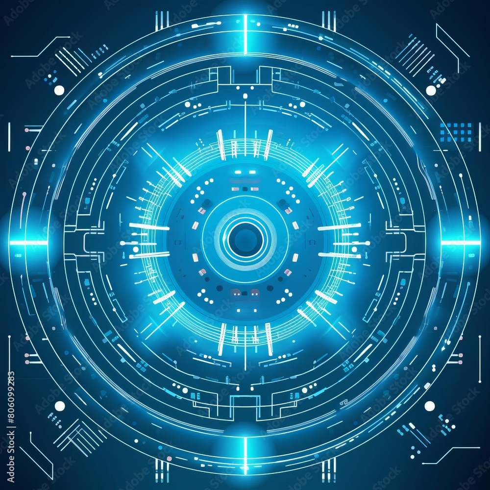 Poster dynamic circuit board vector with a focus on a quantum technology explosion center