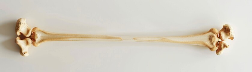 Fototapeta premium Minimalist poster of a single human bone with technical annotations, high contrast on a pure white background, for medical students