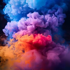 Obraz premium Colorful smoke explosion on black background