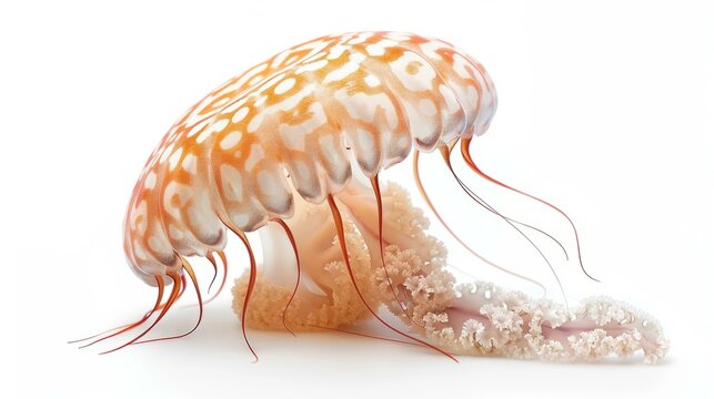 Orange Jellyfish Isolated On White Background