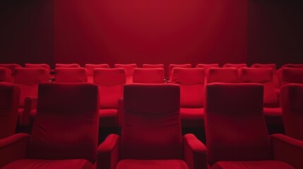 Close View Red color Cinema seats with no people