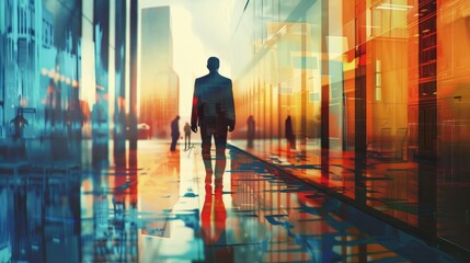Fototapeta premium Modern business background. Mixed media hyper realistic 