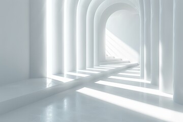 Obraz premium Futuristic White Minimalist Sci-Fi Corridor