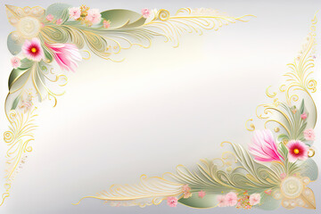 White background, without inscriptions, with floral patterns in a narrow line, Ai generated illustration