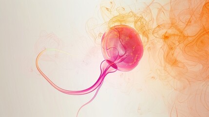 Artistic representation of the bladder as a water balloon, using abstract and flowing designs, suitable for creative medical spaces