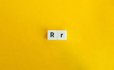 Capital and Small Letter R. Uppercase and Lowercase Letter. Concept of Learning Alphabet. Text on...