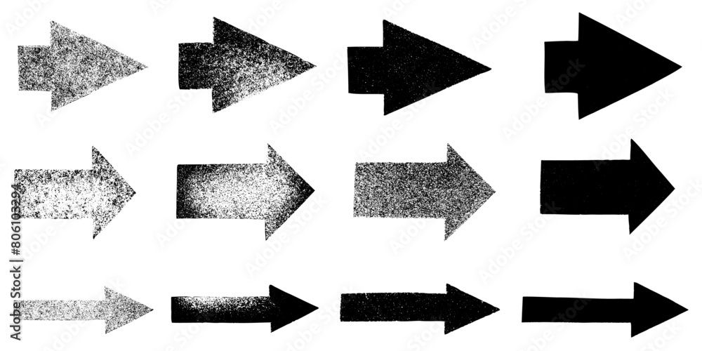 Aufkleber collection set of isolated realistic high resolution arrow direction signs with grain and graduated 