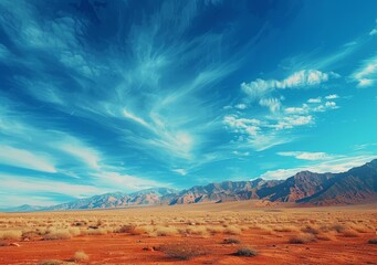 Fototapeta premium Blue sky and arid desert landscape