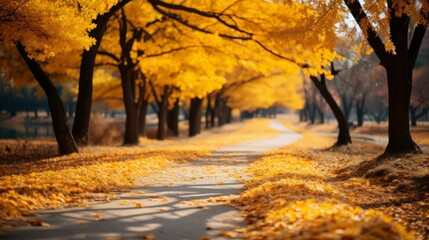 Fototapeta premium The golden path in the autumn forest