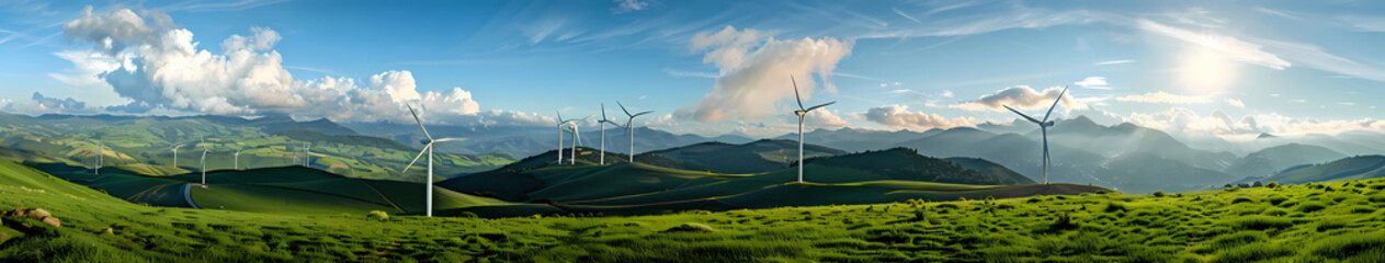 Wind turbine energy generaters on wind farm
