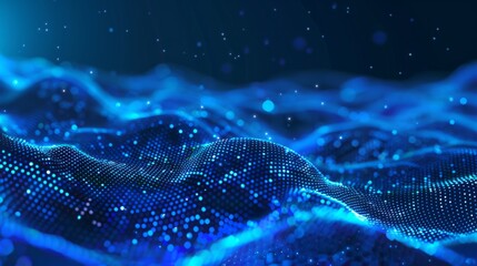 Technology digital wave background concept.Beautiful motion waving dots texture with glowing defocused particles. Cyber or technology background. hyper realistic 