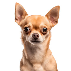 A Chihuahua, tiny but with a big personality, smooth coat and alert expression, on a transparent background.