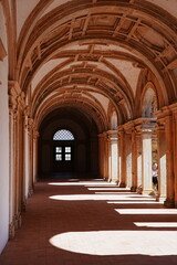 Arcades in convent of Christ in European TOMAR city at Santarem district in PORTUGAL - vertical