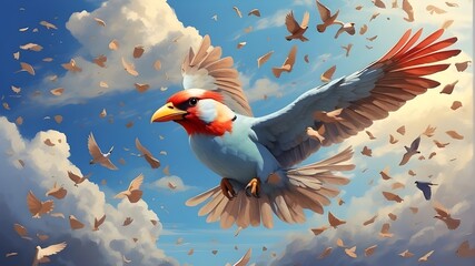 Craft a flash fiction piece depicting the adventures of birds as they celebrate thier national day. - Powered by Adobe