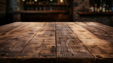 Wooden table top with copy space. Art gallery background hyper realistic 