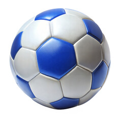 Close-up of a blue and white soccer ball
