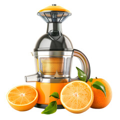 A citrus juicer with fresh oranges beside it, ready to make refreshing summer drinks, on a transparent background