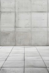 Large empty concrete room with tiled floor
