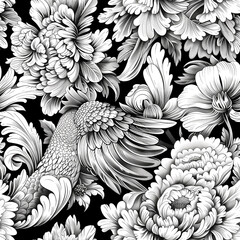 Godly Flowers Angelic Floral Kawaii Chibi Cartoon Pattern, Seamless Pattern