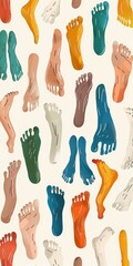 Colorful Feet of Different People
