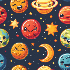 Planet Pattern Graphic, Seamless Pattern