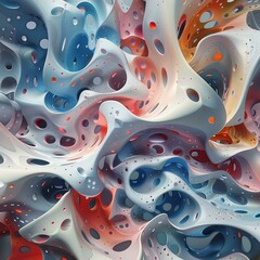 Colorful 3D rendering of an alien landscape with a bumpy surface