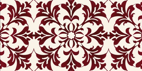 Fototapeta premium Elegant Red and White Floral Damask Pattern. Design for background, graphic design, print, poster, interior, packaging paper