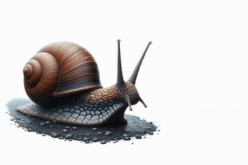 Crawling snail. Space for text.