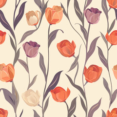 Tulips Seamless Pattern, Seamless Pattern