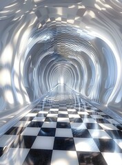 Black and white checkered floor tunnel