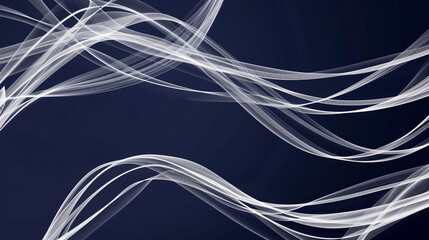 A minimalist composition of thin, white smoke lines crisscrossing against a deep navy background, evoking a sense of calm and order. - obrazy, fototapety, plakaty