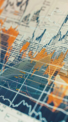 Fototapeta premium A graph showing the rise and fall of exchange rates over time, with figures analyzing the data to make informed investment decisions