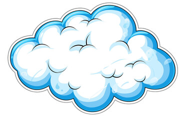 Cartoon cloud sticker isolated on white background