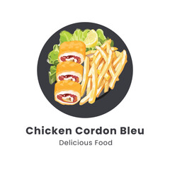Hand drawn vector illustration of Chicken Cordon Bleu