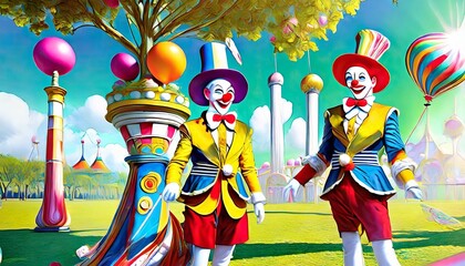 clown with balloons